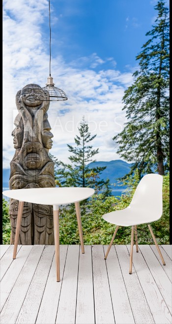 Picture of Totem wood pole in British Columbia Canada outdoor